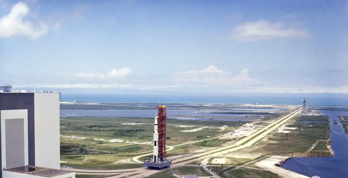 Saturn V on the launchpad.